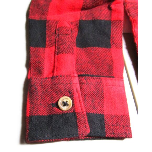 Jumping Beans Boy's Flannel Button Down Shirt Size 4 Red Buffalo Plaid Pattern - Picture 4 of 7